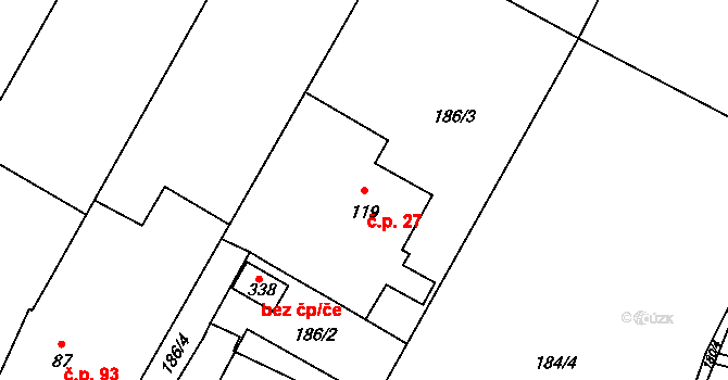 Srch 27 na parcele st. 119 v KÚ Srch, Katastrální mapa