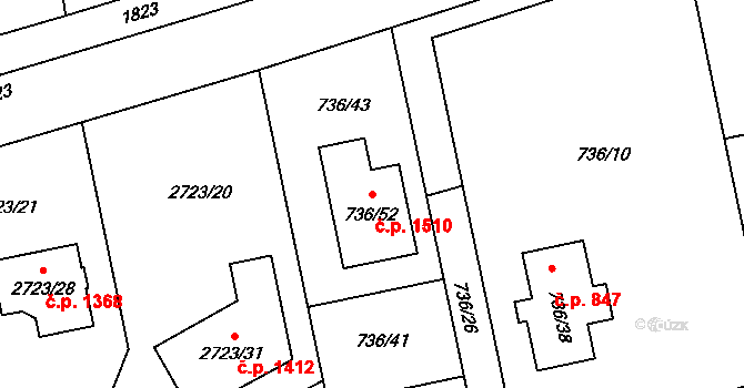 Kylešovice 1510, Opava na parcele st. 736/52 v KÚ Kylešovice, Katastrální mapa