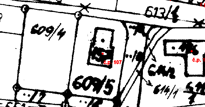Jemníky 107 na parcele st. 157 v KÚ Jemníky, Katastrální mapa