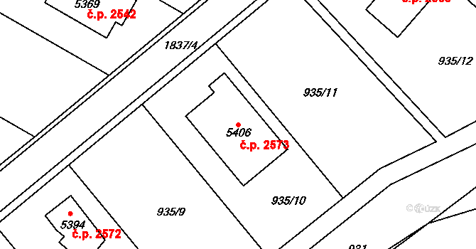 Blansko 2573 na parcele st. 5406 v KÚ Blansko, Katastrální mapa