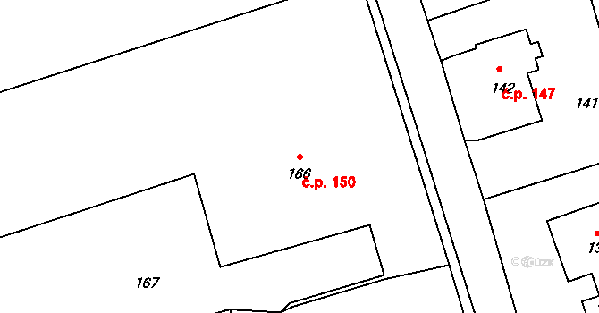 Vrkoslavice 150, Jablonec nad Nisou na parcele st. 166 v KÚ Vrkoslavice, Katastrální mapa