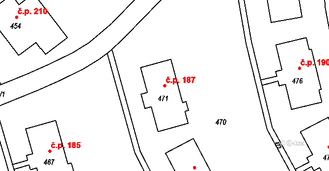 Dolní Líštná 187, Třinec na parcele st. 471 v KÚ Dolní Líštná, Katastrální mapa