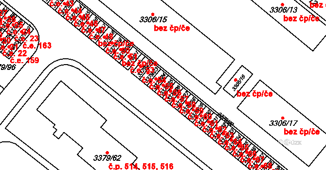 Dědice 57, Vyškov na parcele st. 3379/25 v KÚ Vyškov, Katastrální mapa