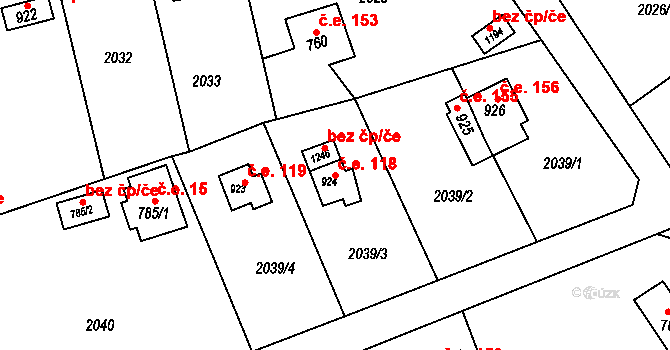 Vysoká Lhota 118, Čerčany na parcele st. 924 v KÚ Čerčany, Katastrální mapa