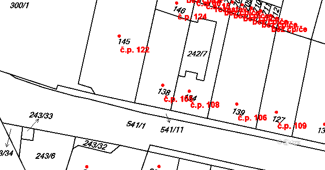 Hostomice 105 na parcele st. 138 v KÚ Hostomice nad Bílinou, Katastrální mapa