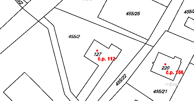 Benecko 112 na parcele st. 127 v KÚ Benecko, Katastrální mapa