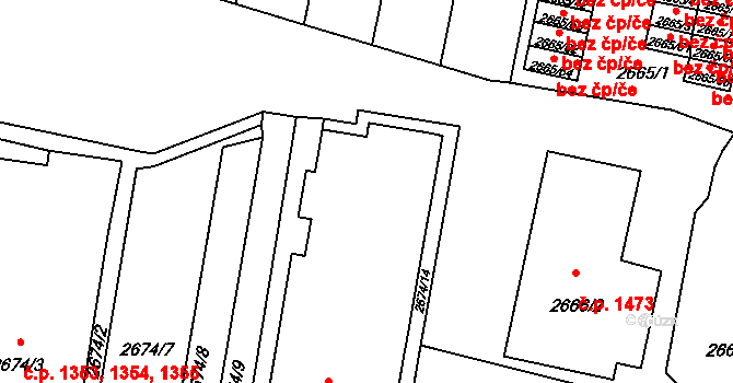 Předměstí 1425,1426,1427,1428,, Moravská Třebová na parcele st. 2674/17 v KÚ Moravská Třebová, Katastrální mapa