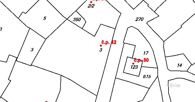 Hlivice 42, Medlov na parcele st. 3 v KÚ Hlivice, Katastrální mapa