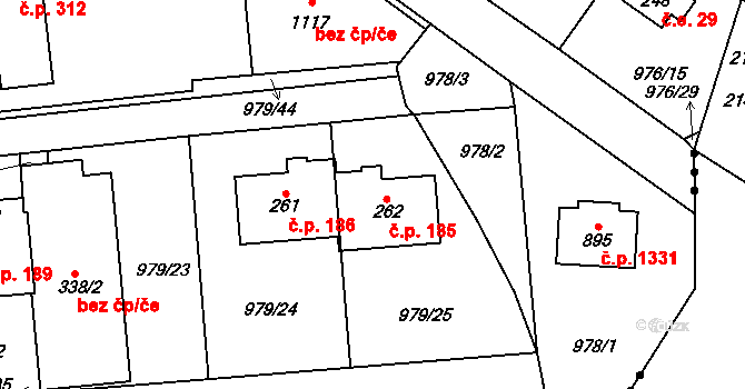 Želivec 185, Sulice na parcele st. 262 v KÚ Sulice, Katastrální mapa