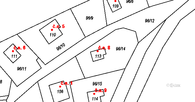 Rašovice 8, Klášterec nad Ohří na parcele st. 113 v KÚ Rašovice u Klášterce nad Ohří, Katastrální mapa