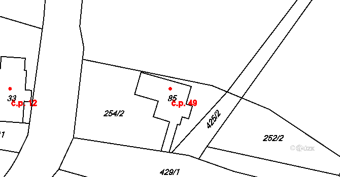 Kornice 49, Litomyšl na parcele st. 85 v KÚ Kornice, Katastrální mapa