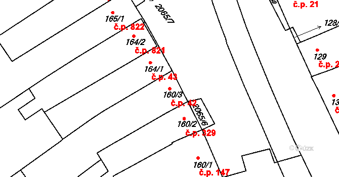Mařatice 42, Uherské Hradiště na parcele st. 160/3 v KÚ Mařatice, Katastrální mapa