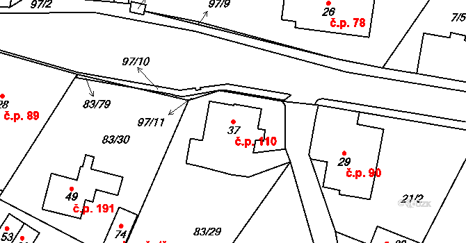 Kerhartice 110, Ústí nad Orlicí na parcele st. 37 v KÚ Gerhartice, Katastrální mapa