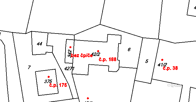 Bukovany 188 na parcele st. 42/2 v KÚ Bukovany u Týnce nad Sázavou, Katastrální mapa