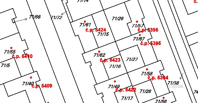 Helenín 5423, Jihlava na parcele st. 71/62 v KÚ Helenín, Katastrální mapa