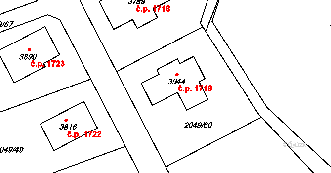 Humpolec 1719 na parcele st. 3944 v KÚ Humpolec, Katastrální mapa