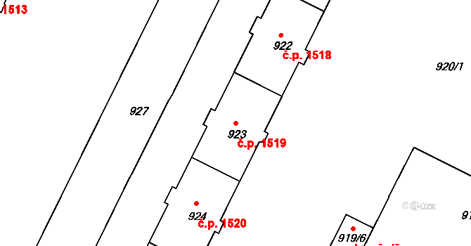 Poruba 1519, Ostrava na parcele st. 923 v KÚ Poruba, Katastrální mapa
