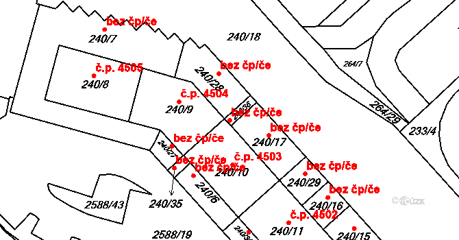 Chomutov 39082377 na parcele st. 240/36 v KÚ Chomutov I, Katastrální mapa