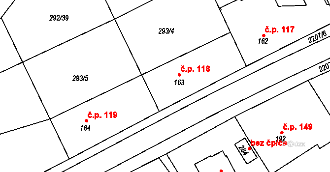 Rokytnice 118 na parcele st. 163 v KÚ Rokytnice u Slavičína, Katastrální mapa