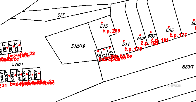 Vážany nad Litavou 41517377 na parcele st. 514 v KÚ Vážany nad Litavou, Katastrální mapa