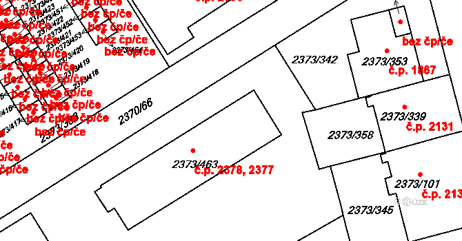 Předměstí 2377,2378, Opava na parcele st. 2373/463 v KÚ Opava-Předměstí, Katastrální mapa