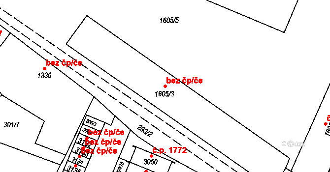 Nový Bydžov 46615377 na parcele st. 1605/3 v KÚ Nový Bydžov, Katastrální mapa