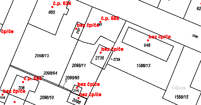 Opava 48617377 na parcele st. 2738 v KÚ Kateřinky u Opavy, Katastrální mapa