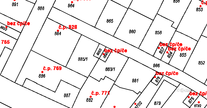 Moravský Krumlov 48866377 na parcele st. 883/2 v KÚ Moravský Krumlov, Katastrální mapa
