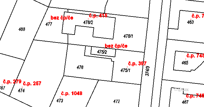 Praha 49786377 na parcele st. 475/2 v KÚ Ďáblice, Katastrální mapa