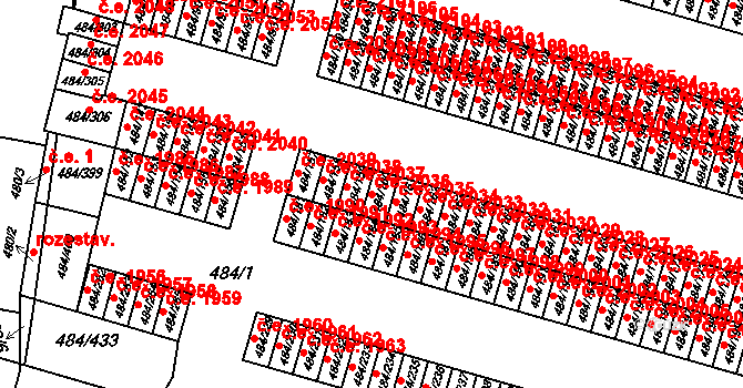 Podlesí 2036, Havířov na parcele st. 484/160 v KÚ Bludovice, Katastrální mapa