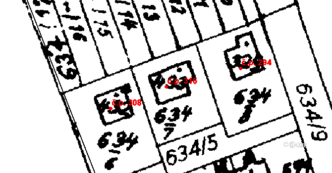 Hrochův Týnec 316 na parcele st. 433 v KÚ Hrochův Týnec, Katastrální mapa