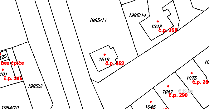Beroun-Závodí 452, Beroun na parcele st. 1519 v KÚ Beroun, Katastrální mapa