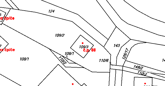 Sychotín 88, Kunštát na parcele st. 109/3 v KÚ Sychotín, Katastrální mapa