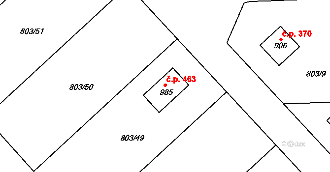 Želivec 463, Sulice na parcele st. 985 v KÚ Sulice, Katastrální mapa
