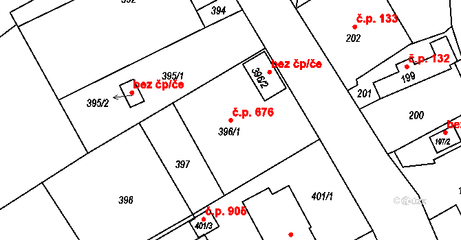 Butovice 676, Studénka na parcele st. 396/1 v KÚ Butovice, Katastrální mapa