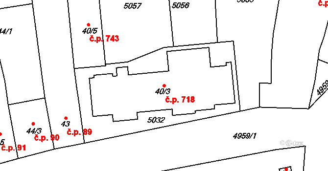 Černovice 718 na parcele st. 40/3 v KÚ Černovice u Tábora, Katastrální mapa