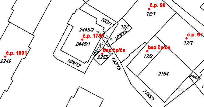 Brandýs nad Labem-Stará Boleslav 92780377 na parcele st. 2255 v KÚ Brandýs nad Labem, Katastrální mapa