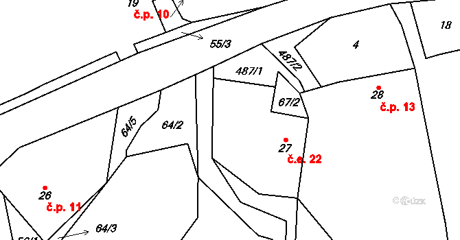 Chyška 22, Úsobí na parcele st. 27 v KÚ Chyška, Katastrální mapa