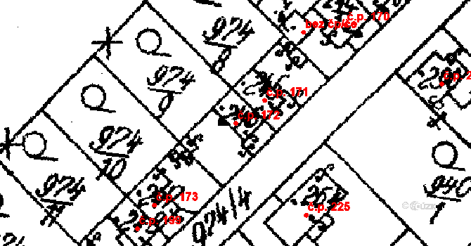 Krucemburk 172 na parcele st. 246 v KÚ Krucemburk, Katastrální mapa