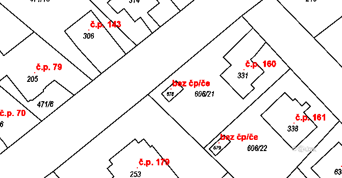 Čachovice 96535377 na parcele st. 678 v KÚ Čachovice, Katastrální mapa