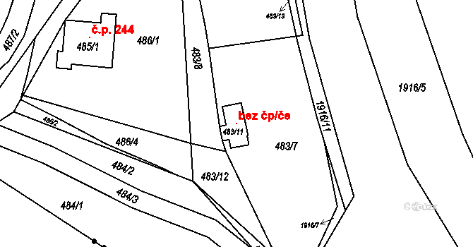 Vsetín 102269378 na parcele st. 483/11 v KÚ Jasenka, Katastrální mapa