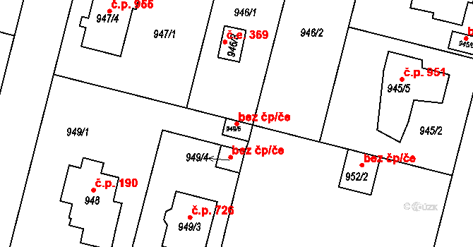 Praha 102414378 na parcele st. 949/6 v KÚ Klánovice, Katastrální mapa