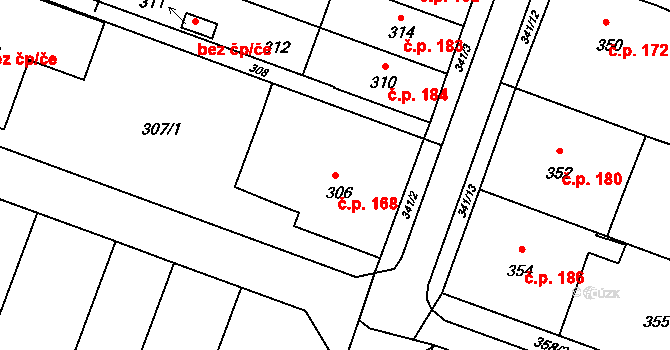 Postoupky 168, Kroměříž na parcele st. 306 v KÚ Postoupky, Katastrální mapa