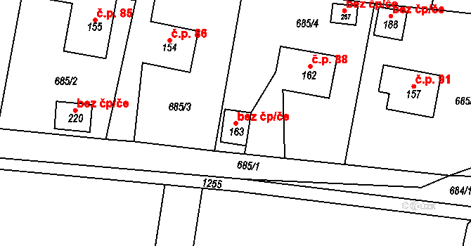 Skuteč 106262378 na parcele st. 163 v KÚ Žďárec u Skutče, Katastrální mapa