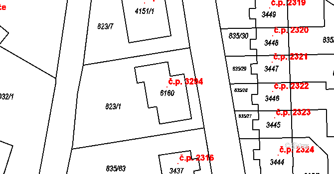 Dvůr Králové nad Labem 3294 na parcele st. 6160 v KÚ Dvůr Králové nad Labem, Katastrální mapa