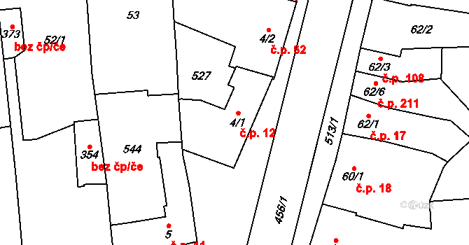 Přerov III-Lověšice 12, Přerov na parcele st. 4/1 v KÚ Lověšice u Přerova, Katastrální mapa