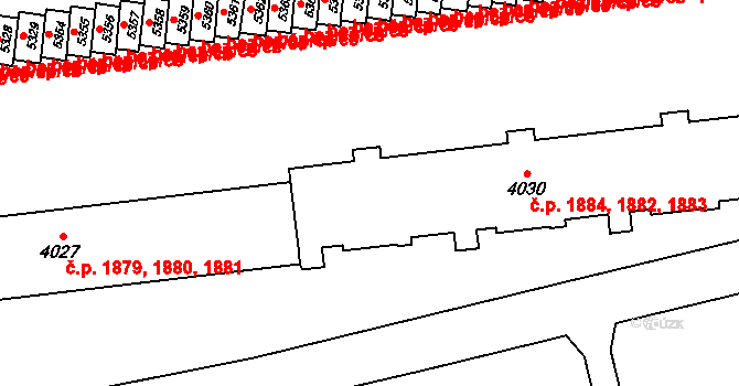 Hranice I-Město 1882,1883,1884, Hranice na parcele st. 4030 v KÚ Hranice, Katastrální mapa