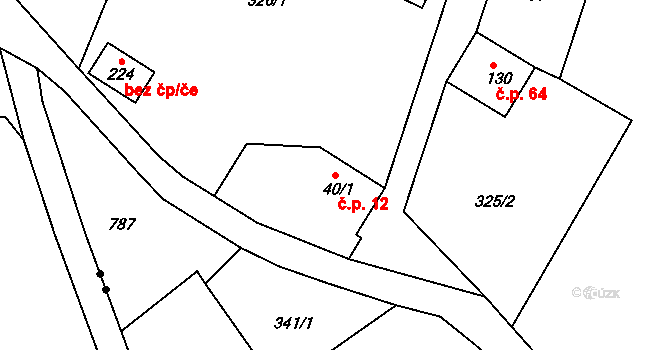 Rájec 12, Černava na parcele st. 40/1 v KÚ Rájec u Černavy, Katastrální mapa