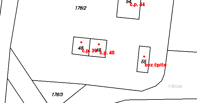 Radotín 40, Chyše na parcele st. 49 v KÚ Radotín u Chyší, Katastrální mapa