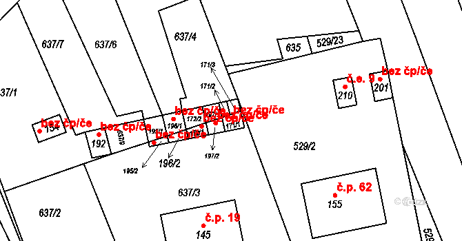 Panská Lhota 8, Brtnice na parcele st. 171/1 v KÚ Panská Lhota, Katastrální mapa